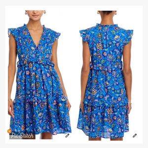 Banjanan Blue Floral Ruffle Tiered Dress